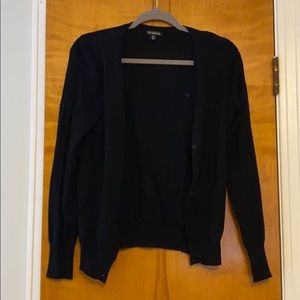 George plain black button down cardigan sweater